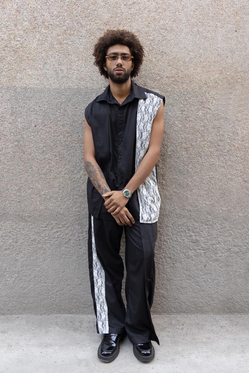 Calça camada rendas milano