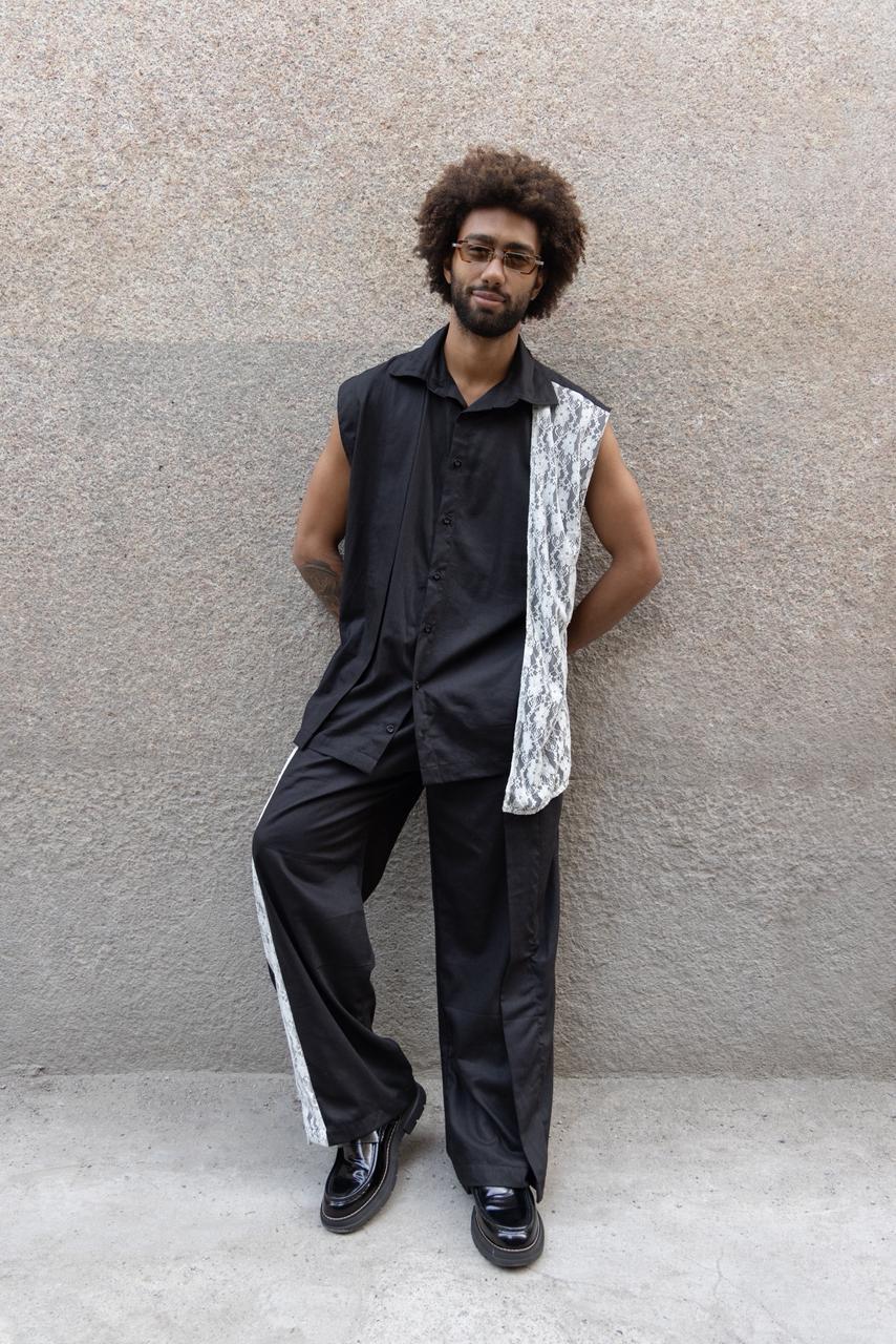 Calça camada rendas milano