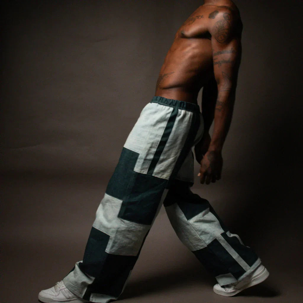 Calça jeans patchwork