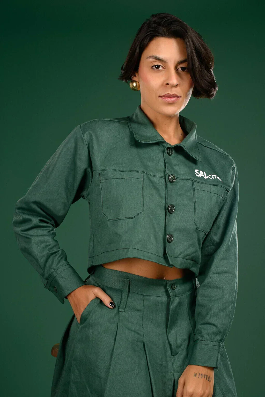 Jaqueta brim pespontado