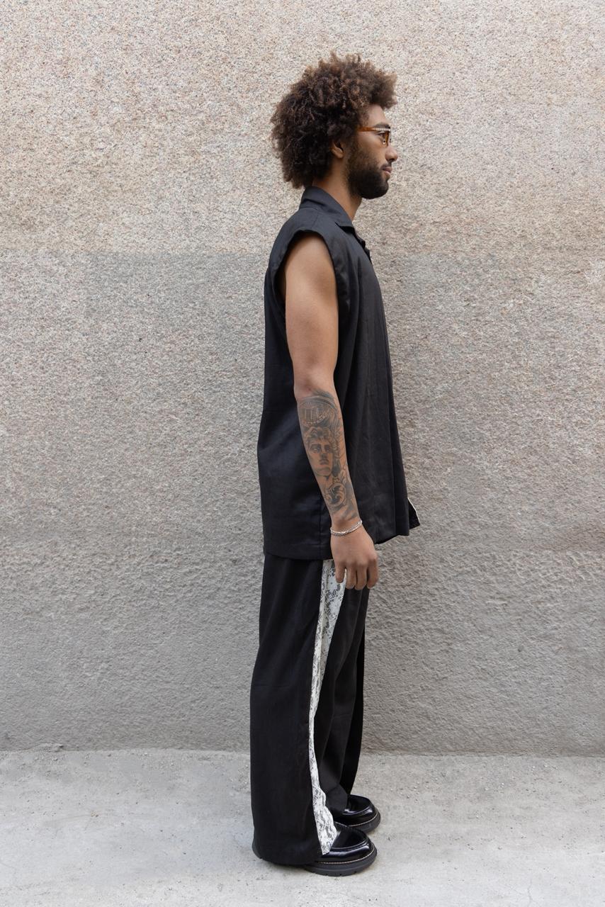 Calça camada rendas milano