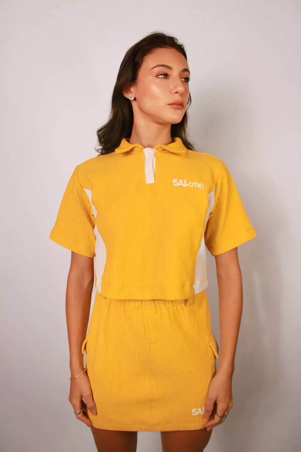 Conjunto saia cargo canelada