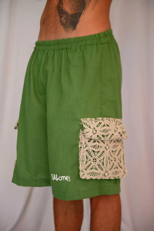 Bermuda linho cargo renda
